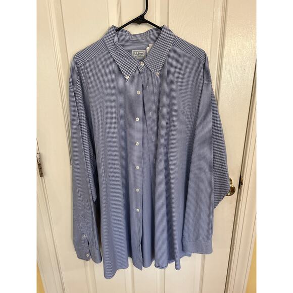 L.L. Bean Blue & White Gingham LS ButtonDown Size XXL - Picture 1 of 3